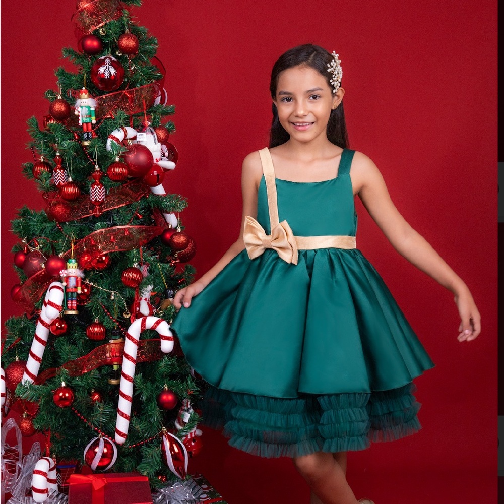 Glittery Gold Big Bow children Dress, Baby Girl Toddler Dress,